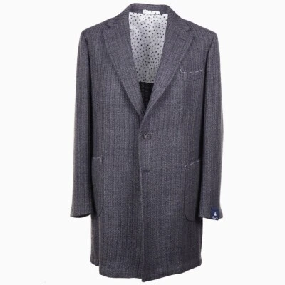 Abrigo de lana tejido suave gris ajustado Finamore Napoli 44R nuevo con etiquetas Foto 1 de 4