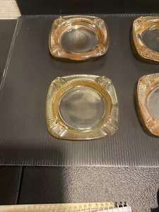 pink impression vintage carnival glass set of four ashtrays square - Picture 1 of 4