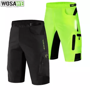 WOSAWE Men's Cycling Baggy Shorts Gel Padded MTB Mountain Bike Ride Casual Pants - Picture 1 of 12