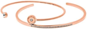 MICHAEL KORS 2-PC Set Rose Gold Cuff Bracelets Crystals MKJ4823791 + MK GIFT BOX - Picture 1 of 4