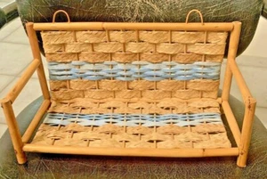 "Sofá de colección natural y azul WIcker ratán sofá amor asiento columpio muñeca oso de peluche 14x8x6""" - Imagen 1 de 4