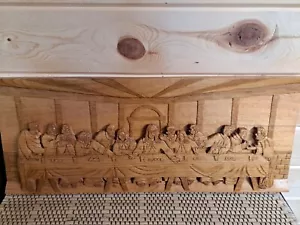 Large Engraved Wooden 31½" X 13" The Last Supper Sign, From Local Catholic Chur - Picture 1 of 5