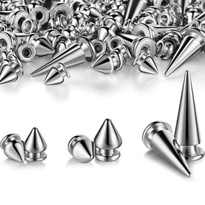 170 Pcs Cone Spikes Screwback Studs Rivets for Punk Style Clothing DIY Craft - Picture 1 of 7
