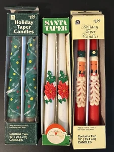 Christmas Tree, Santa & Holly 10” Candlesticks Three Pairs-Original Boxes-Unused - Picture 1 of 9