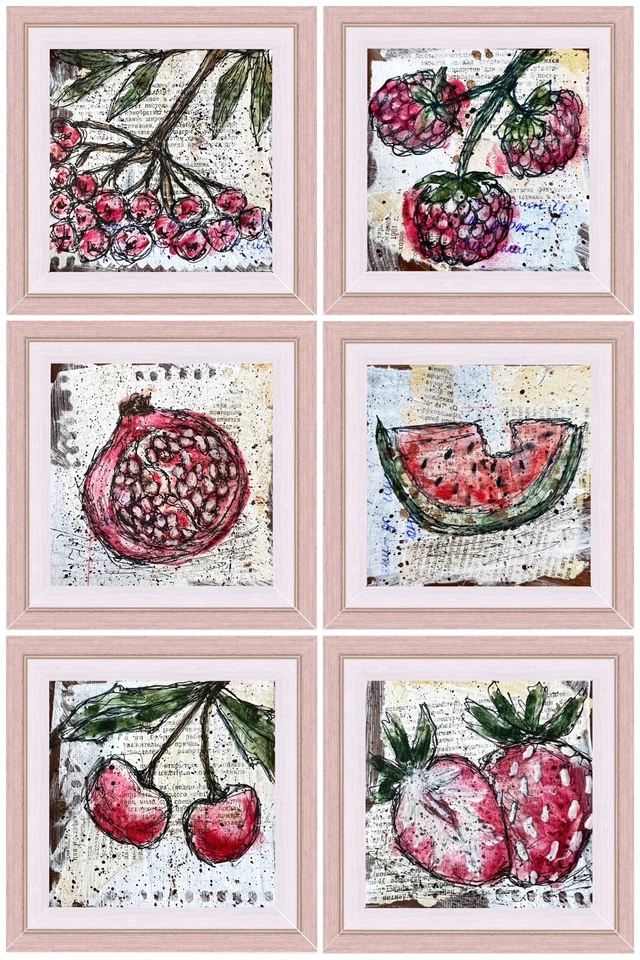 Conjunto de arte enmarcado lote de pintura en miniatura original firmado paquete de arte pintura de alimentos Foto 1 de 4