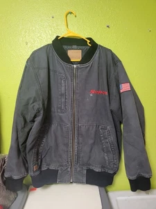 Snap On Jacket Mens XL Gray Canvas Quilt Lining Heavy Duty Work Workwear Coat - Picture 1 of 12