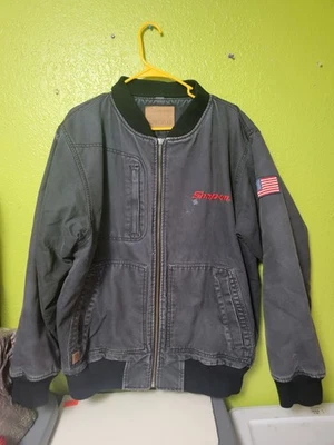 Chaqueta a Presión Para Hombres XL Gris Lona Edredón Forro Resistente Trabajo Ropa de Trabajo Abrigo Foto 1 de 4