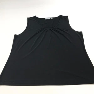 Susan Graver XL Liquid Knit Sleeveless Pullover Gathered Tank Top Black MINT - Picture 1 of 8