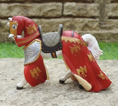 Papo Caballeros Caballo Rojo Drapeado Silla Escala 1:24 Juguete 2004 1248 Gris Pony Foto 1 de 4