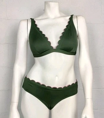Kate Spade Green Scalloped Bikini Swimsuit Size M - Image 1 of 4