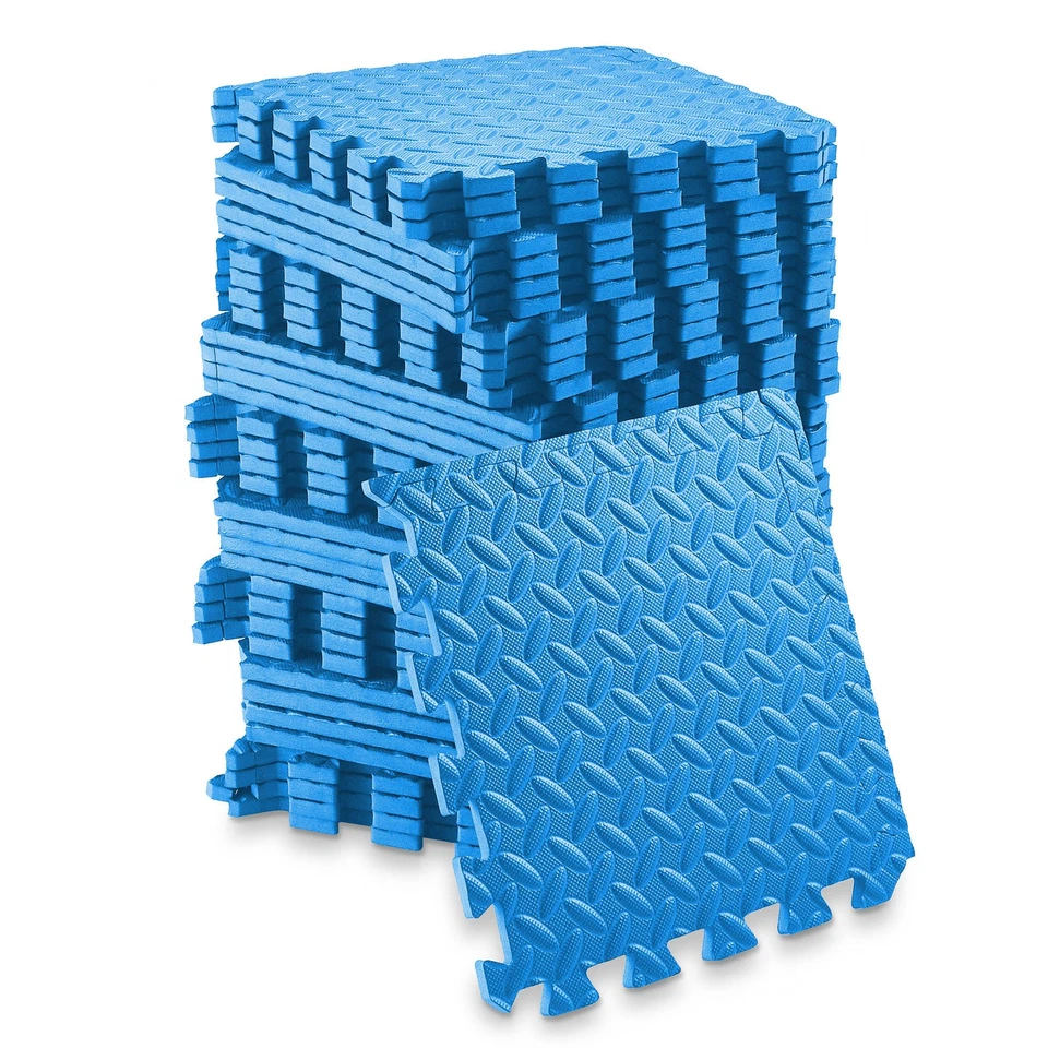 36 Gym Flooring Mats - 12" Foam Interlocking Floor Tiles - Blue - Image 1 of 1