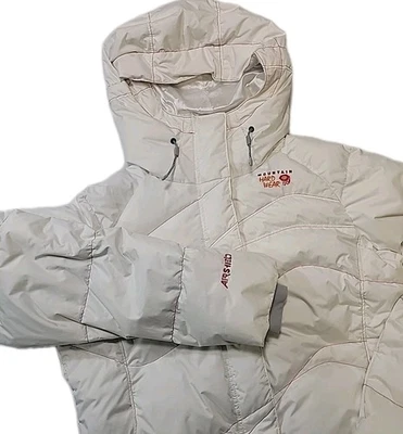 Chaqueta de plumón Mountain Hardwear para mujer mediana AirShield Puffer con capucha cremallera blanca  Foto 1 de 4