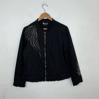 Chaqueta vaquera negra adornada con cristal Christine Alexander Swarovski talla S Foto 1 de 4