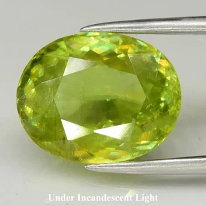 💎 4.10ct 11.3x9mm Oval Natural Yellowish Green Sphene - High Luster Madagascar - Picture 1 of 5