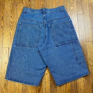 Vintage Y2K Boss Baggy Embroidered Skate Jorts Shorts 32 - Picture 1 of 7