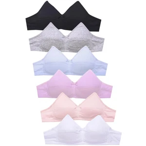 Lot of 6 Pack Girl's Teen Cotton Soft Bras No Wires Multi-Sport Comfort Training - Picture 1 of 3