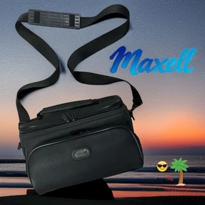 Vintage Maxell Soft Shell Camera Case Bag Handycam Pockets Shoulder Strap NICE! - Afbeelding 1 van 11