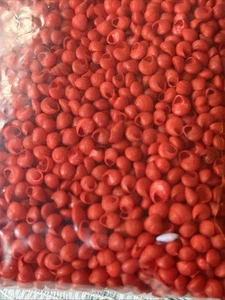 VINTAGE 1950er - orange 4 Unzen - winzige runde Muscheln - Handarbeit ~ Matrosen Valentinstag - Bild 1 von 3
