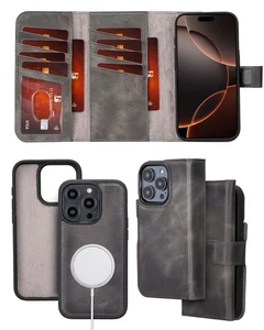 Wallet Case for iPhone 16 Pro Max 6.9", Trifold Leather Wallet, Detachable Ma... - Picture 1 of 9