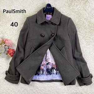 Paul Smith Wool Peacoat Nordic Reindeer Lining Brown 40 Rare Used - Picture 1 of 12