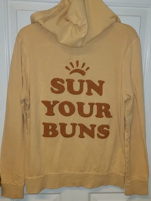 Victoria's Secret розовый оранжевый полный молнии толстовка с капюшоном w карманы 'Sun ваши булочки' Sz Med - Изображение 1 из 4