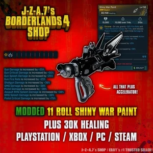 Borderlands 4✨ MODDED 11 ROLLOS PINTURA GUERRA BRILLANTE REPKIT ACELERADOR BL4✅PC-PS-XBOX✨ - Imagen 1 de 2