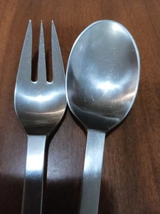 Dansk Ingot Set Flatware Pair Serving Spoon and Fork Japan 10" Pair Ingot Disc. - Picture 1 of 7