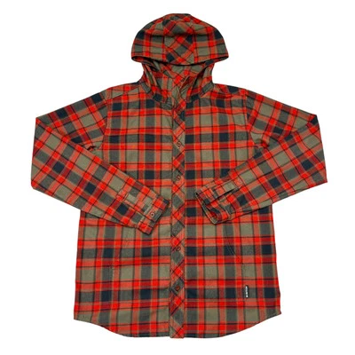 Burton Boys Lynx Flannel Hoodie Size XL Plaid Button Down Snowboarding Skater - Image 1 of 4