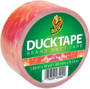 Cosmic Orange Tie-Dye Duck Tape Craft Single Duct Tape Roll Printed 10 Yards - Picture 1 of 9