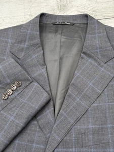 Blazer Canali EU 56L US 46L Gris Azul Ventana Lana Abrigo Deportivo 3 Botones Italia - Imagen 1 de 8