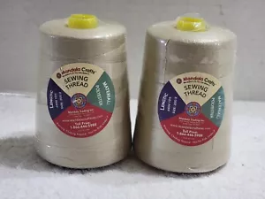 2 SPOOLS MADALA CRAFTS BEIGE POLYESTER SEWING THREAD SIZE 20 S/2 6000 YDS EACH - Picture 1 of 5