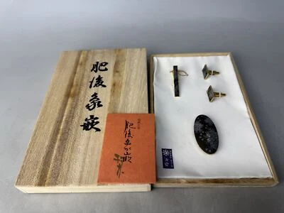 Y8644 OBIDOME Higo incrustación faja clip corbata pasador gemelos caja Japón kimono antiguo Foto 1 de 4