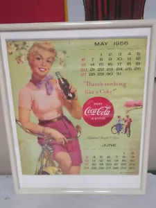 1956 COCA COLA CALANDAR FROM MAY TO DEC FRAMED READY TO HANG - Picture 1 of 4
