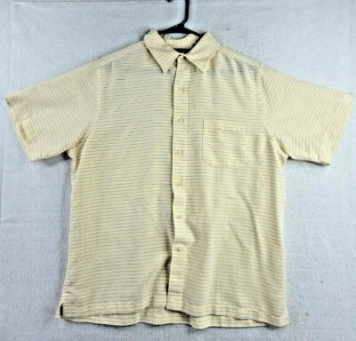 Camisa Roundtree & Yorke Ligera Modal Amarilla Rayas S/S Botón Para Hombres Grande Foto 1 de 4