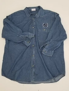 NC Tar Heels UNC  Denim Mens Button Down Long Sleeve Shirt with NC Logo - Picture 1 of 12
