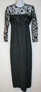 Chetta B Abendkleid schwarz lang 4 transparente Spitze Top NEU neu ohne Etikett LS Blumenmuster - Bild 1 von 9