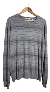 COUNTRY ROAD CR Men's Size L Grey Black Striped Lightweight Knit Jumper Shirt - Picture 1 of 5