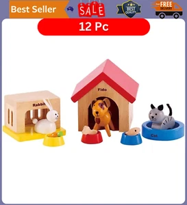 12pc Hape Wooden Family Pets Doll House Set Interactive Kids/Children Toy 3y+ - Picture 1 of 5