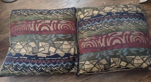 Earthy Striped Accent Pillows with Geometric Patterns - Picture 1 of 7