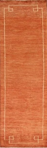ORANGE Modern Gabbeh Kashkoli Oriental Runner Rug Hand-knotted 2' 8" x 9' 0" - Picture 1 of 12