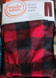 Boy PAJAMA BOTTOMS, SLEEP PANTS S(6-7) PAJAMAS Pocket Super Soft Red/Black Plaid - Picture 1 of 3