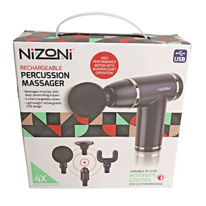 Nizoni Rechargeable Percussion Massager With 4 Massage Nodes - Boxed 2021 - Picture 1 of 5