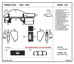 Interior Real Carbon Fiber Dash Trim Kit for Honda Civic Coupe 1992-1995 - Picture 1 of 1