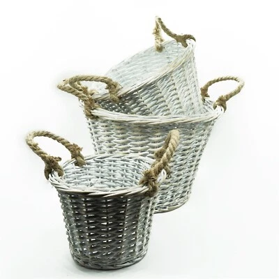 Weide-Pflanzkorb, 3-teilig rund Pflanztopf Weidekorb Blumenschale HTI-Living - Bild 1 von 2