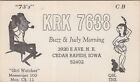 CB radio QSL postcard KRK-7638 comic Buzz Judy Morning 1960s Cedar Rapids Iowa