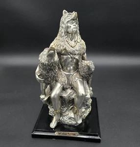 Native American Warrior with Wolves Sculpture by W. Anina Collection - Picture 1 of 9