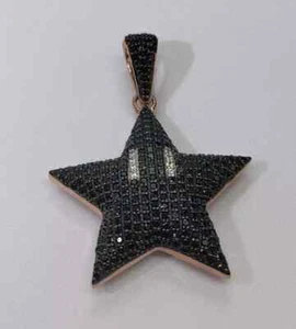 3Ct Round Cut Lab Created Black Diamond Mario Star Pendant 14k Rose Gold Plated - Picture 1 of 6