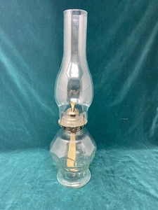 Vintage Kaadan Ltd Glass Oil Lamp 17” Tall – Clear Faceted Base & Chimney - Picture 1 of 11