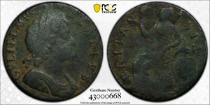 1697 Great Britain Half Penny 1/2D PCGS VF Detail Environmental Damage S-3949 - Picture 1 of 3