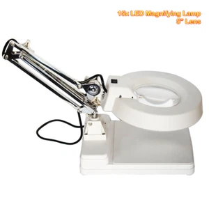 110V Tabletop 15x LED Magnifying Lamp Reading Repair Tool 5" Clear Lens White - Imagen 1 de 9